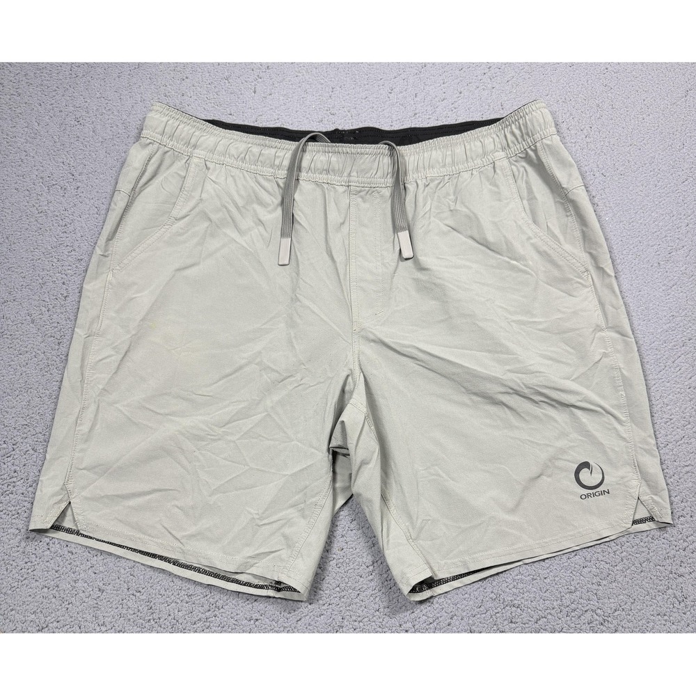 Origin Shorts Mens 2XL Gray Quick Dry Stretch 9 Inseam Athletic Gym Made USA